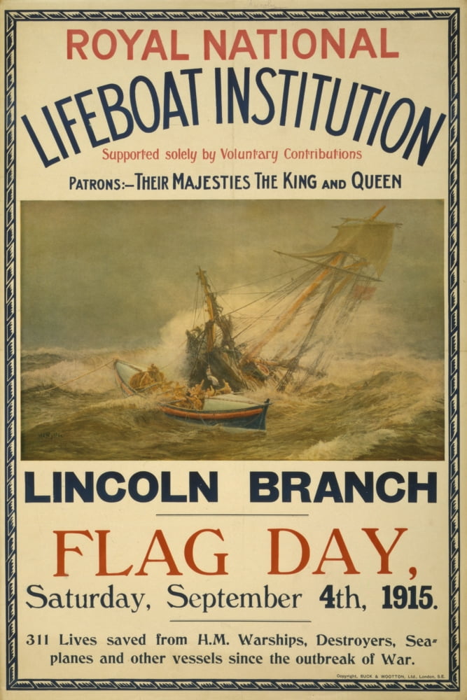 Poster 1915 Royal National Lifeboat Institution Canvas Art - William Wyllie (18 x 24)