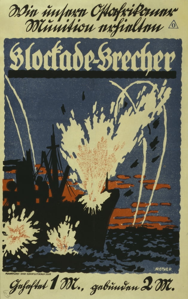 Poster 1916 Blockade-brecker Canvas Art - A Rother (18 x 24)