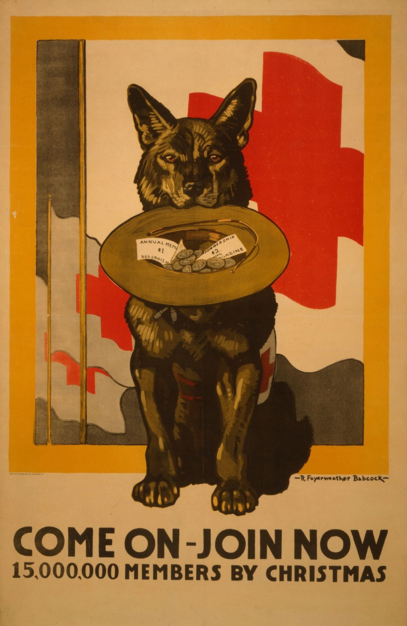 Poster 1917 Come on Join now Canvas Art - Richard F Babcock (18 x 24)