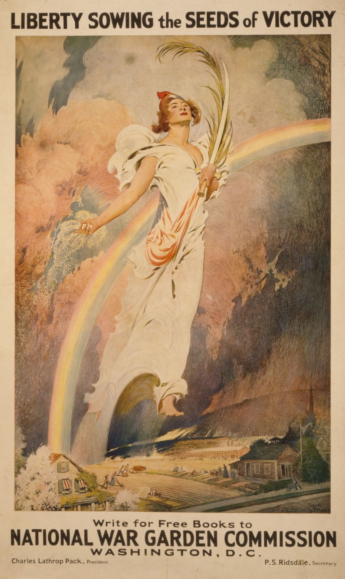 Poster 1917 Liberty sowing seeds of victory Canvas Art - Frank V DuMond (24 x 36)