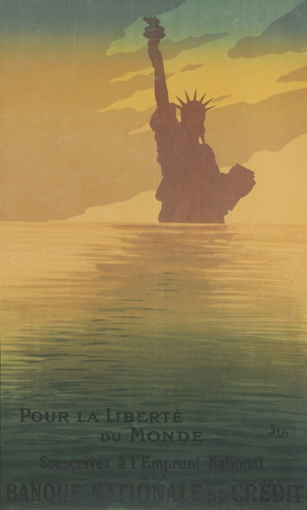 Poster 1917 Pour la libert du monde Canvas Art - Georges Goursat (24 x 36)