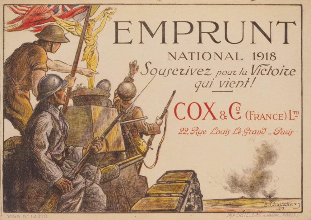 Poster 1918 Emprunt National Canvas Art - B Chavannaz (24 x 36)