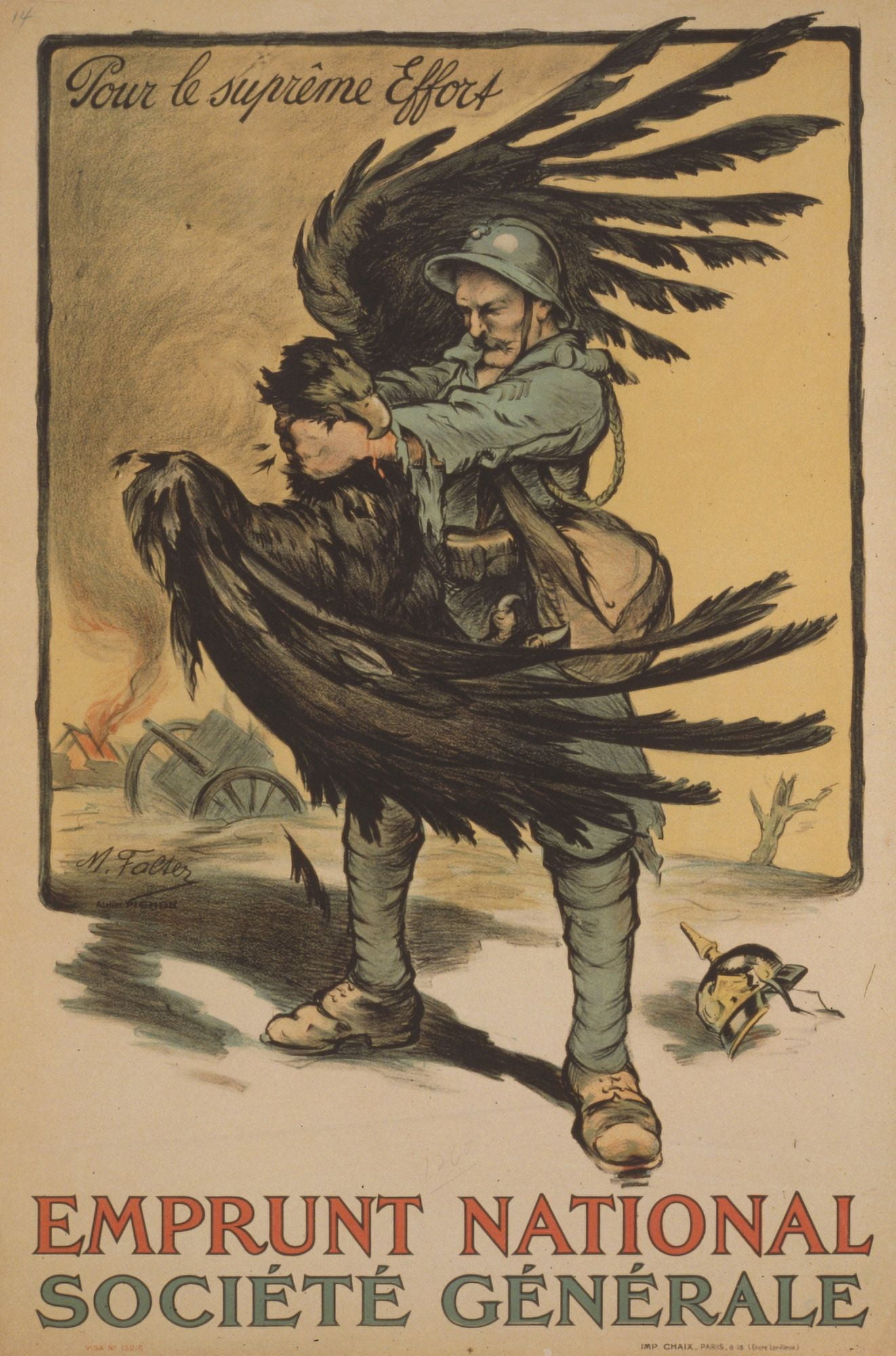 Poster 1918 Emprunt National Canvas Art - Marcel Falter (18 x 24)
