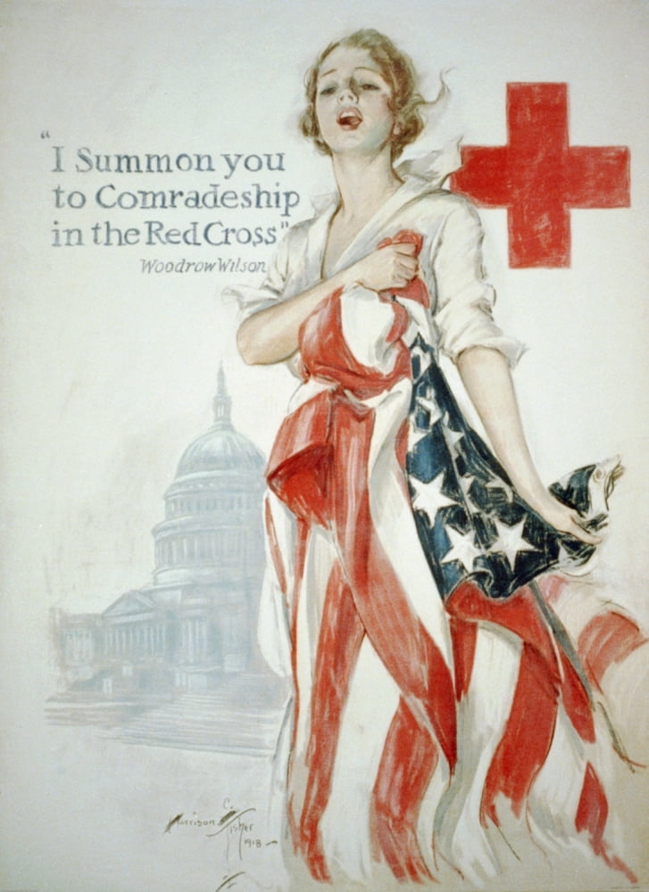 Poster 1918 I summon you to comradeship in the Red Cross Canvas Art - Harrison Fisher (24 x 36)