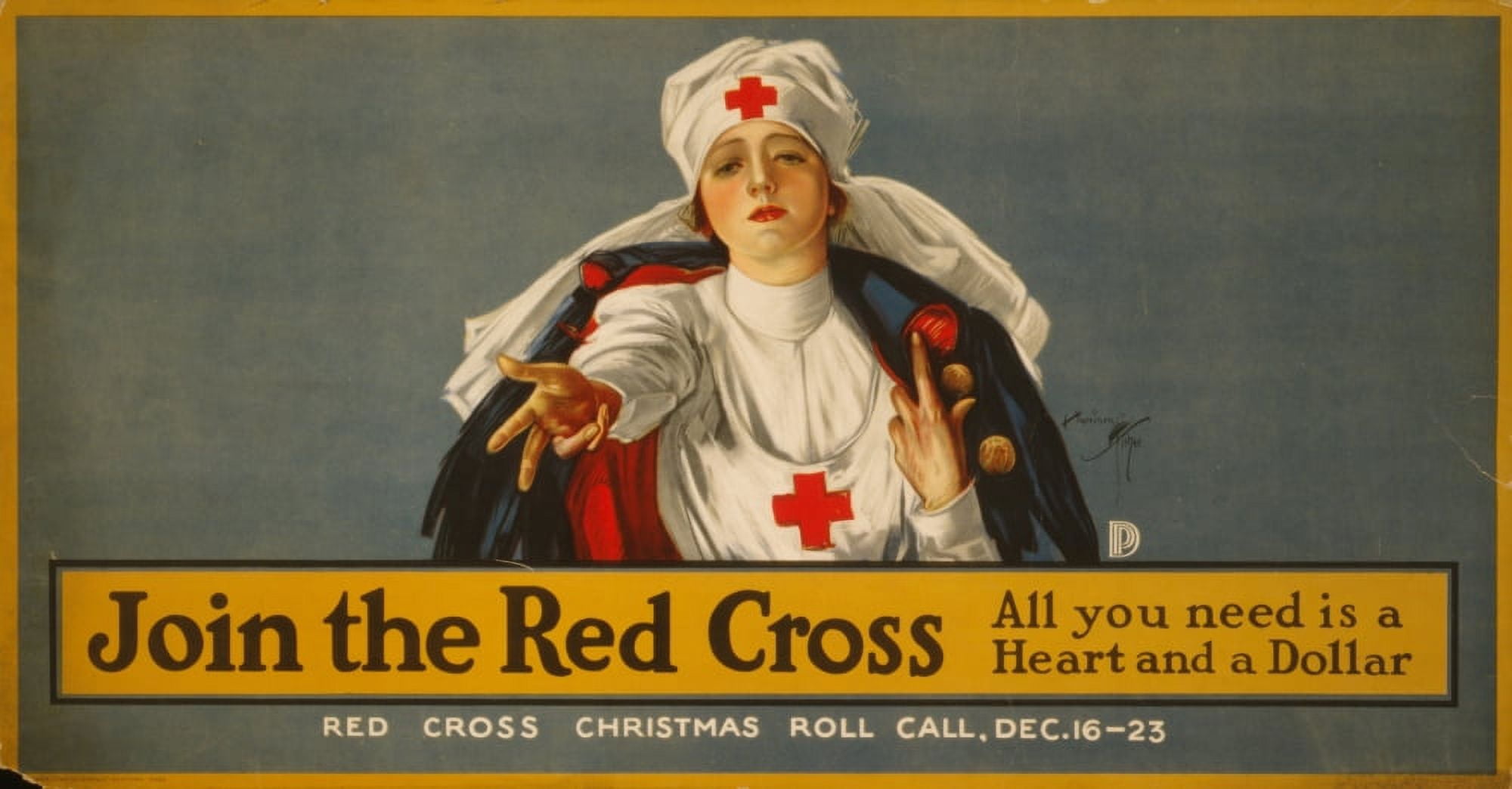 Poster 1918 Join the Red Cross Canvas Art - Harrison Fisher (18 x 24)