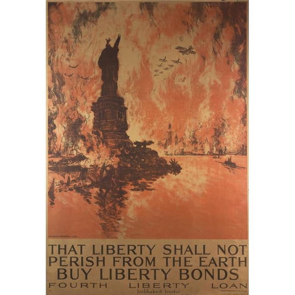 Poster 1918 That Liberty Shall Not Perish From The Earth Poster Print by Joseph Pennell