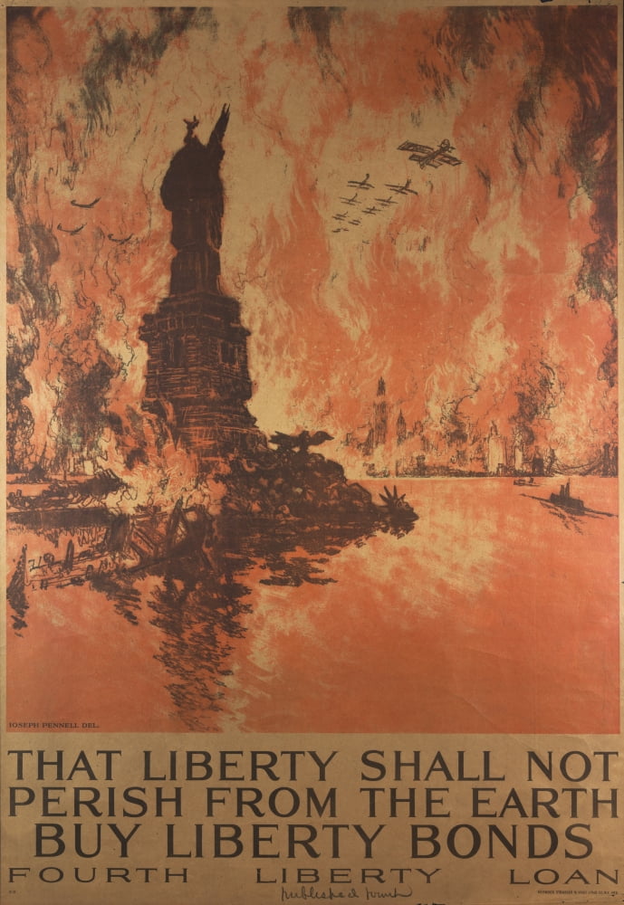Poster 1918 That liberty shall not perish from the earth Canvas Art - Joseph Pennell (24 x 36)