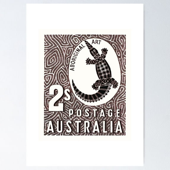 Poster 1948 AUSTRALIA Aboriginal Art Postage Stamp - Unframed Poster, 12x18