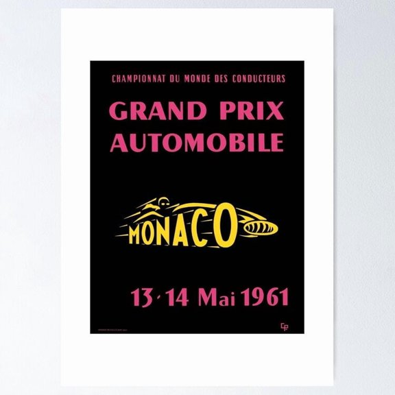 Poster 1961 Monaco Grand Prix Racing Poster Home Decor Office Wall Art