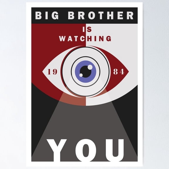 Poster 1984 - Big Brother - No Framed, Vintage Wall Art, Trendy Retro Print, Positive Quote Poster, Room Decor, Wall Art, 12x18