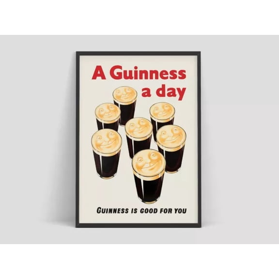 Poster A Guinness A Day Advertising Vintage Wall Art Print. Great Vintage Decor