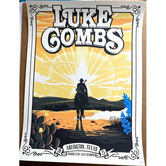 Poster AUTHENTIC LUKE COMBS POSTER Arlington Dallas TX March 2023 Show Edition-ZEUS DECOR - 8X12, UNFRAMED