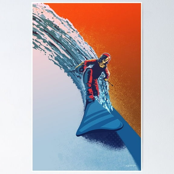 Poster Addicted To Powder Retro Ski - No Framed, Vintage Wall Art, Trendy Retro Print, Positive Quote Poster, Room Decor, Wall Art, 24x36