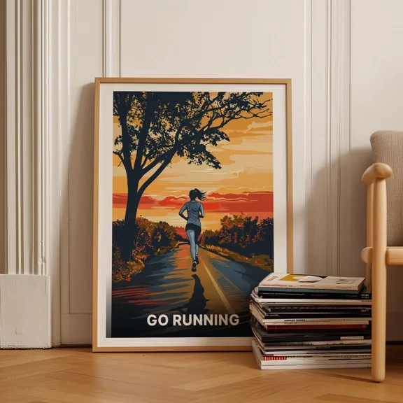 Poster Adventure Running Poster, Retro Trail Marathon Wall Art, Outdoor Runner Gift 24X36, UNFRAMED
