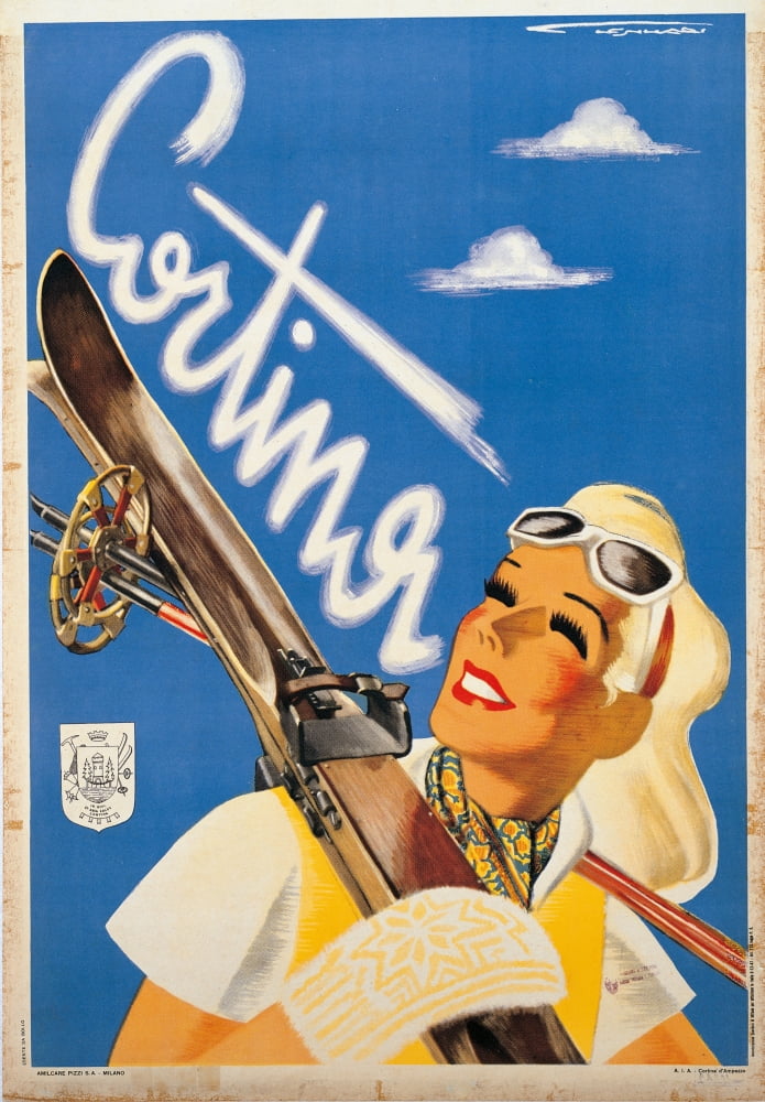 Poster Advertising Cortina Dampezzo Canvas Art - (24 x 36)