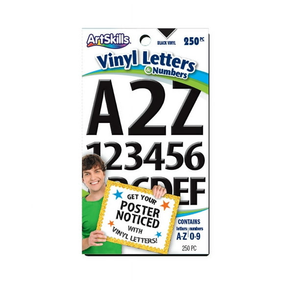 Poster And Bulletin Board Vinyl Letters And Numbers, Black, 1" And 2" H, 250/pack | Bundle of 5 Packs