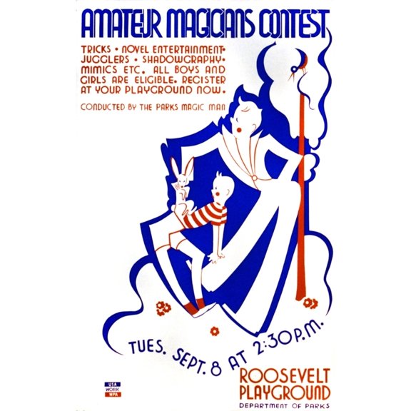 Poster Announcing Contest For Amateur Magicians At Roosevelt Playground History (24 x 36)