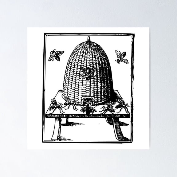 Poster Antique Beehive - No Framed, Vintage Wall Art, Trendy Retro Print, Positive Quote Poster, Room Decor, Wall Art, 12x18