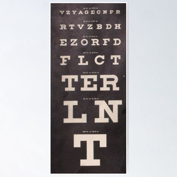 Poster Antique Eye Chart - No Framed, Vintage Wall Art, Trendy Retro Print, Positive Quote Poster, Room Decor, Wall Art, 8x12