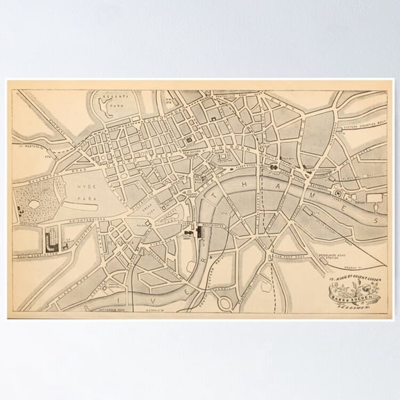 Poster Antique London Map - No Framed, Vintage Wall Art, Trendy Retro Print, Positive Quote Poster, Room Decor, Wall Art, 24x36