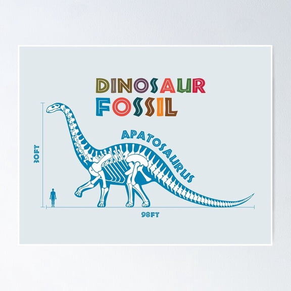 Poster Apatosaurus Fossil Art - No Framed, Vintage Wall Art, Trendy Retro Print, Positive Quote Poster, Room Decor, Wall Art, Poster Only