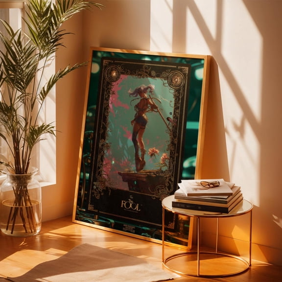 Poster Arcane Jinx The Fool Tarot Poster, Fantasy Wall Art, Steampunk Print, Gamer Room Decor 12X18, UNFRAMED