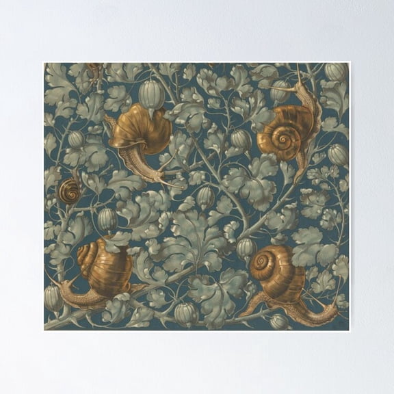 Poster Art Nouveau Snails - No Framed, Vintage Wall Art, Trendy Retro Print, Positive Quote Poster, Room Decor, Wall Art, 12x18