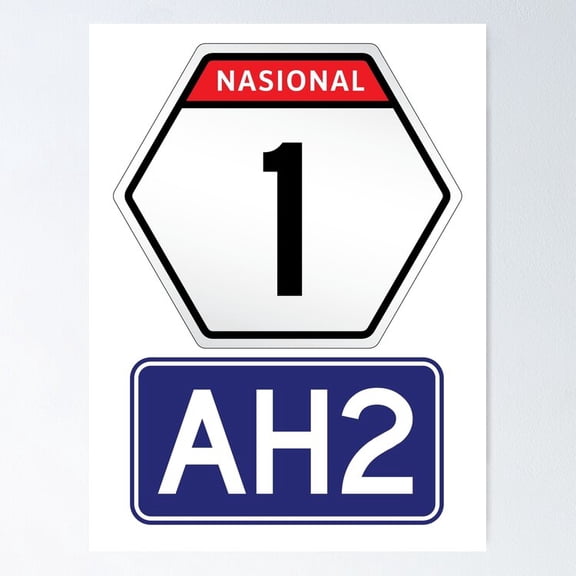 Poster Asian Highway 2 / Indonesia Trans-Java Toll Road 1 Sign - No Framed, Vintage Wall Art, Trendy Retro Print, Positive Quote Poster, Room Decor, Wall Art, 8x12