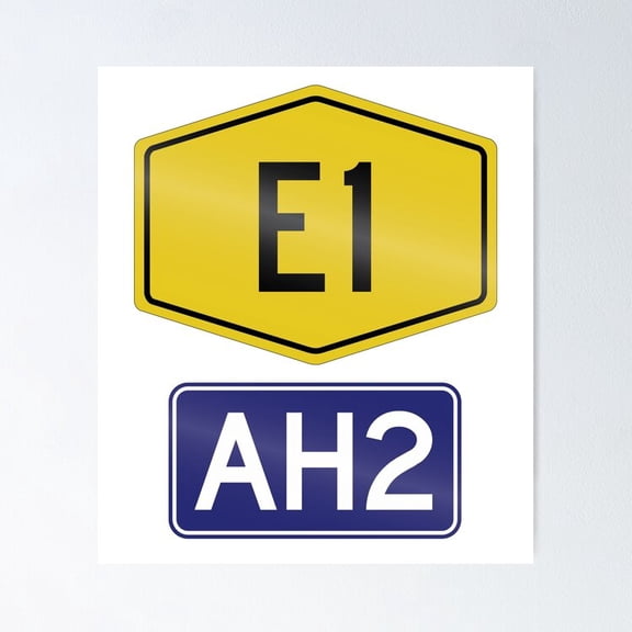 Poster Asian Highway 2 / Malaysia North-South Expressway 1 Sign - No Framed, Vintage Wall Art, Trendy Retro Print, Positive Quote Poster, Room Decor, Wall Art, 8x12