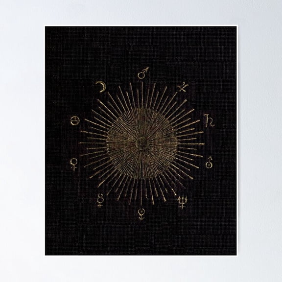 Poster Astronomy Symbols - No Framed, Vintage Wall Art, Trendy Retro Print, Positive Quote Poster, Room Decor, Wall Art, 8x12