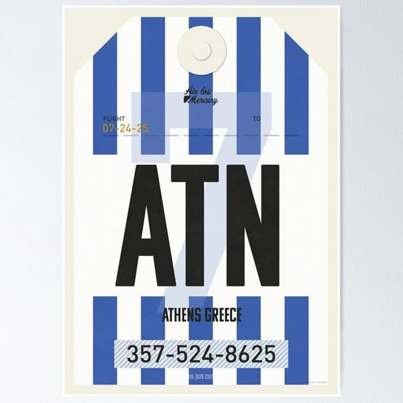Poster Athens Luggage Tag Wall Art, Unframed Prints For Home Or Office, Perfect Gift For Everyone, 8x12