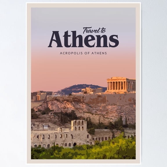 Poster Athens - No Framed, Vintage Wall Art, Trendy Retro Print, Positive Quote Poster, Room Decor, Wall Art, Poster Only