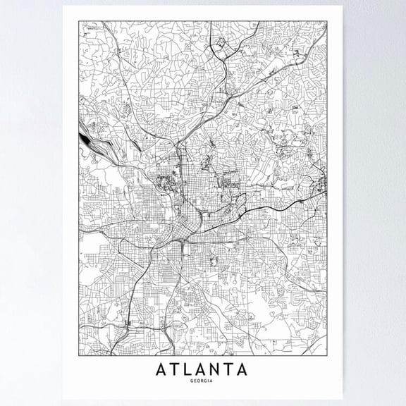 Poster Atlanta White Map Poster Home Decor Office Wall Art