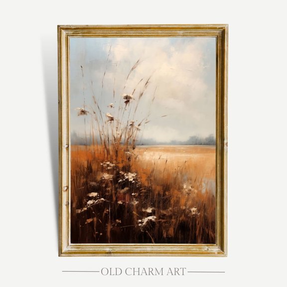 Poster Autumn Field, Country Fall Landscape Art Poster, Farmhouse Wall Art, Wa23, Unframed Poster Size 8x12