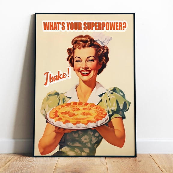 Poster Baking Art Print Cake Art Print Retro Kitchen Wall Art Digital Baker Wall Art 50S Print Cooking Print Funny Gift For Chefs Art Print Gift - No Framed, Vintage Wall Art, Hot Trend!, 8x12