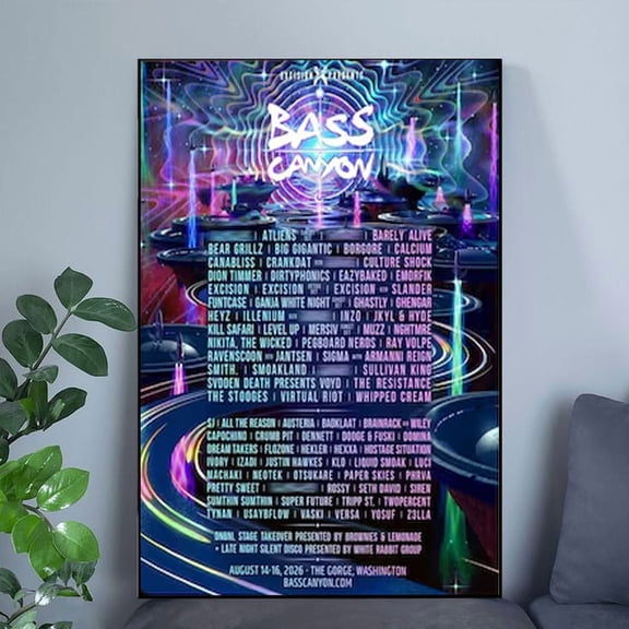 Poster Bass Canyon Festival Poster, EDM Lineup Wall Art, Excision Inspired Concert Print, Dubstep Music Decor, Rave Festival Gift WALL ART - HOME DECOR - 24X36, UNFRAMED