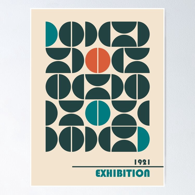 Poster Bauhaus style print, Exhibition, Mid century modern art ...