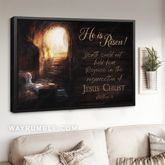 Poster Beautiful cave, Jesus poster, He is risen - Jesus Poster Prints, Christian Wall Art WINXIE DECOR - 24X36, UNFRAMED