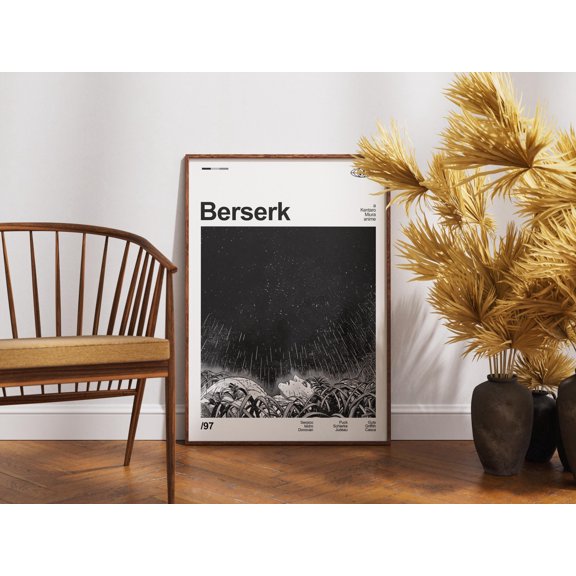 Poster Berserk Guts Anime Manga Art Print | Minimalist Poster 24X36, UNFRAMED