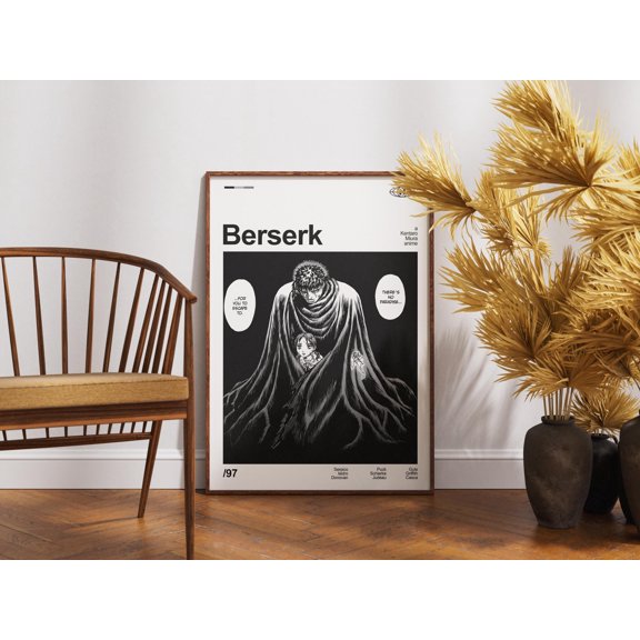 Poster Berserk Guts Anime Manga Art Print | Minimalist Retro Poster 24X36, UNFRAMED