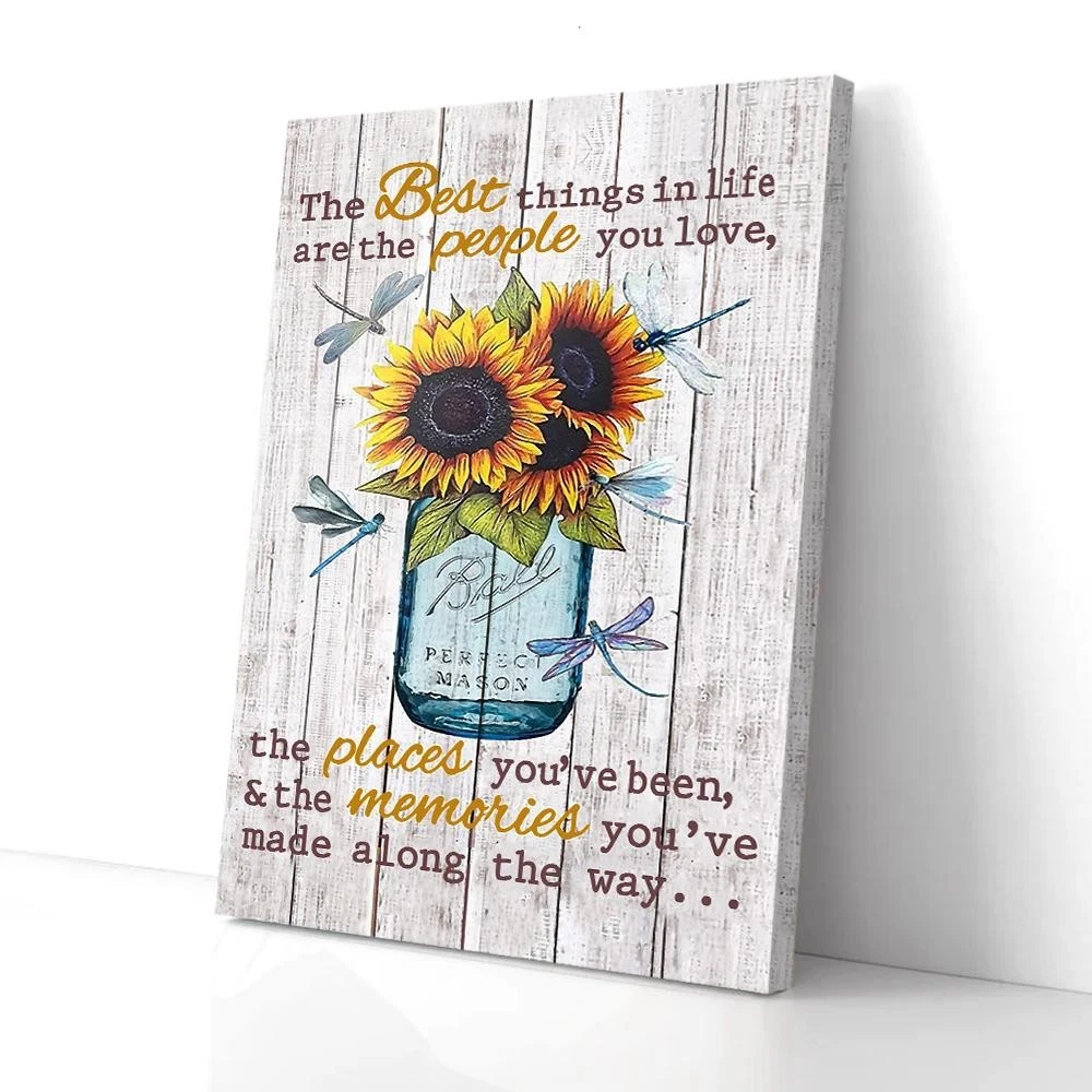 Poster The Best Things In Life Sunflowerragonfly- UNFRAMED Poster ...