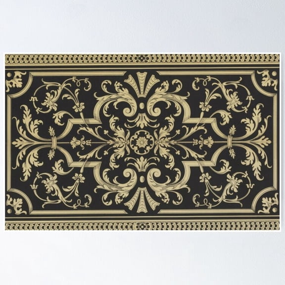 Poster Black And Gold Rococo - No Framed, Vintage Wall Art, Trendy Retro Print, Positive Quote Poster, Room Decor, Wall Art, 12x18