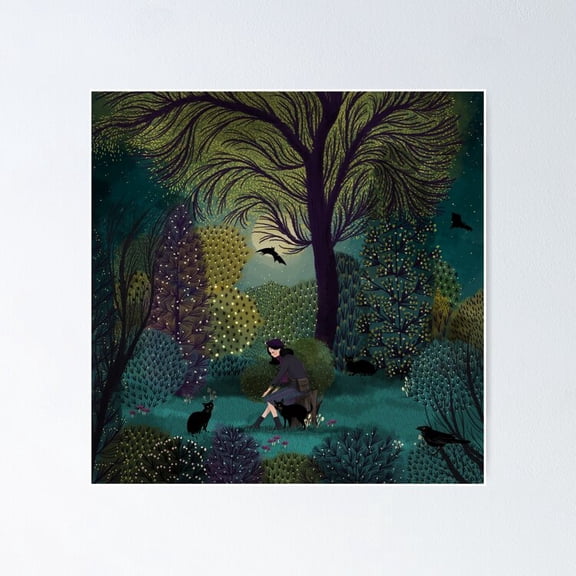 Poster Black Cat Gathering - No Framed, Vintage Wall Art, Trendy Retro Print, Positive Quote Poster, Room Decor, Wall Art, 8x12