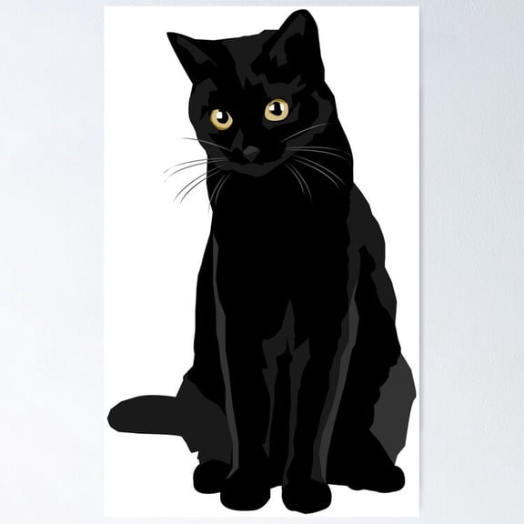 Poster Black Cat - No Framed, Vintage Wall Art, Trendy Retro Print, Positive Quote Poster, Room Decor, Wall Art, 12x18