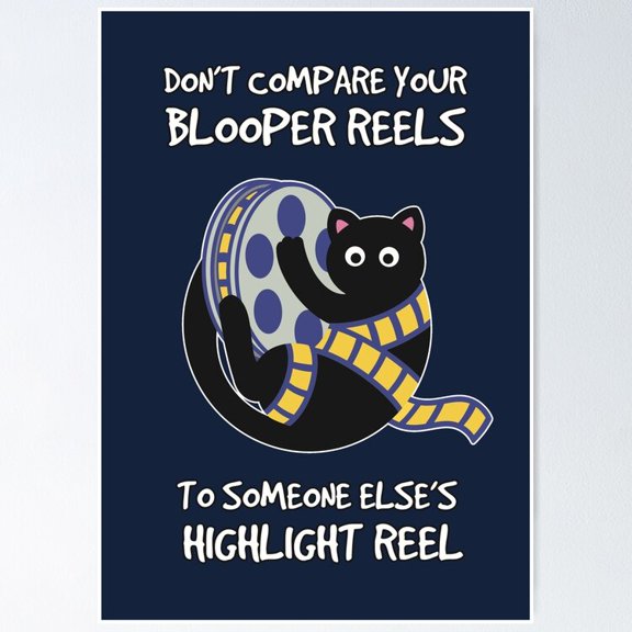 Poster Blooper Reel Kitten - No Framed, Vintage Wall Art, Trendy Retro Print, Positive Quote Poster, Room Decor, Wall Art, 12x18