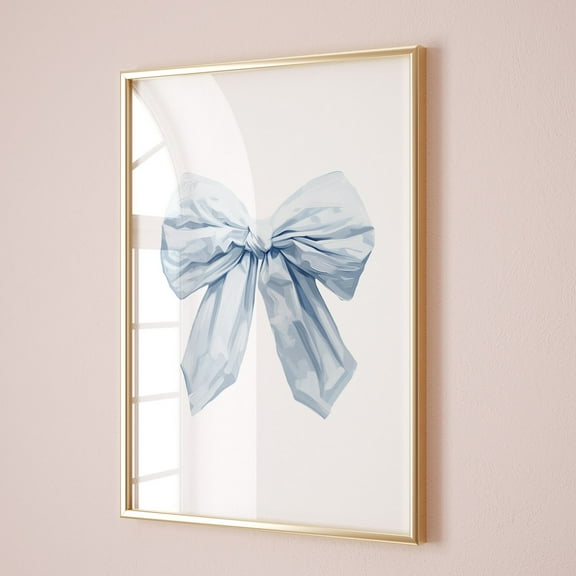 Poster Blue Bow Wall Art Blue Nursery Decor Preppy Coquette Room Decor Girly Aesthetic Poster Trendy Apartment Print Blue Ribbon Printable Art - No Framed, Vintage Wall Art, Hot Trend!, 8x12