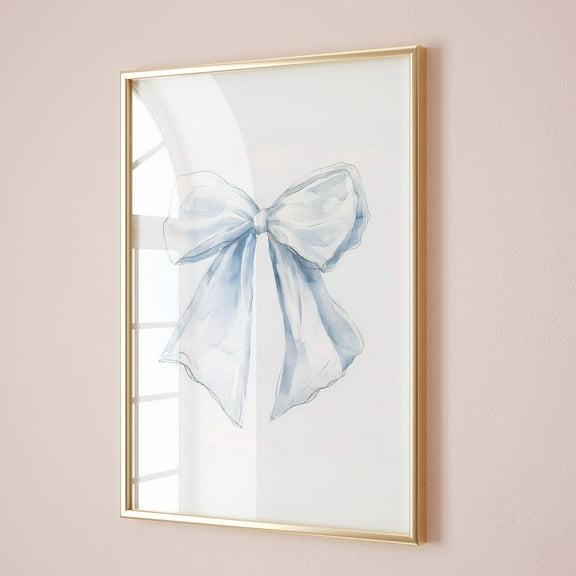 Poster Blue Nursery Decor, Vintage Blue Bow Preppy Coquette Aesthetic Poster Trendy Apartment Decor Teenage Girl Room Ribbon Printable Download - No Framed, Vintage Wall Art, Hot Trend!, 8x12