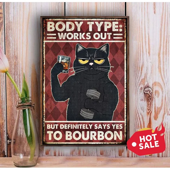 Poster Bourbon Cat Body Type Works Out But Definitely Says Yes Wall Art, Unframed Prints For Home Or Office, Perfect Gift For Everyone, 24x36