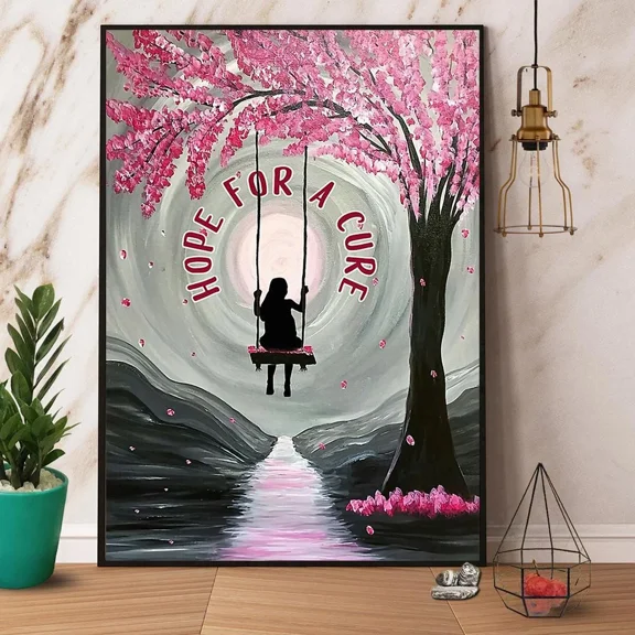 Poster Breast Cancer Awareness Hope For A Cure- UNFRAMED Poster Prints, Wall Art For Home Decor Or Office - Great Gift Idea For Friends & Family, 8x12