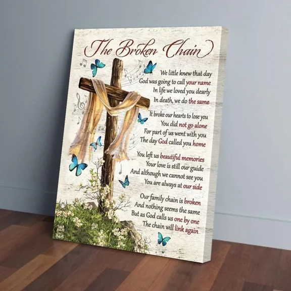 Poster The Broken Chain Cross Blue Butterfly- UNFRAMED Poster Prints, Wall Art For Home Decor Or Office - Great Gift Idea For Friends & Family, UNFRAMED-8x12